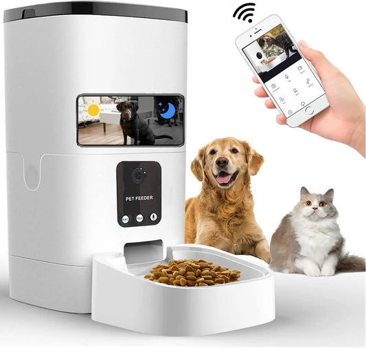 Pupp Platter,6L Automatic Pet Feeder for Dogs,1080P Camera,Voice Recorder,Timed Feeder Dual Power Supply,Wifi Food Dispenser.